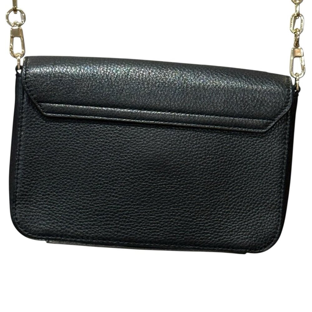 Tory Burch Mercer Chain Pebble Leather Black Turn Lock Crossbody Bag Purse Dust - Picture 4 of 12